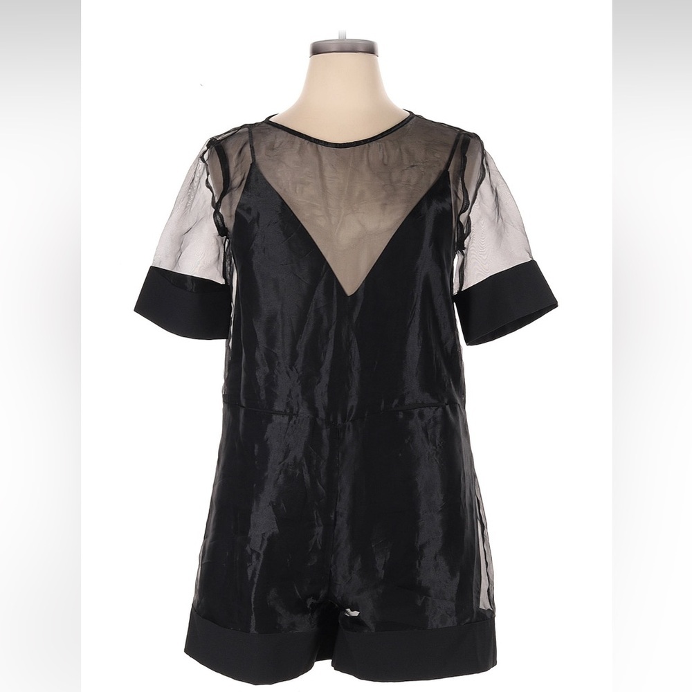 Vivian Chan Designer Two Piece Organza‎ Sheer Overlay Black Sarah Romper
